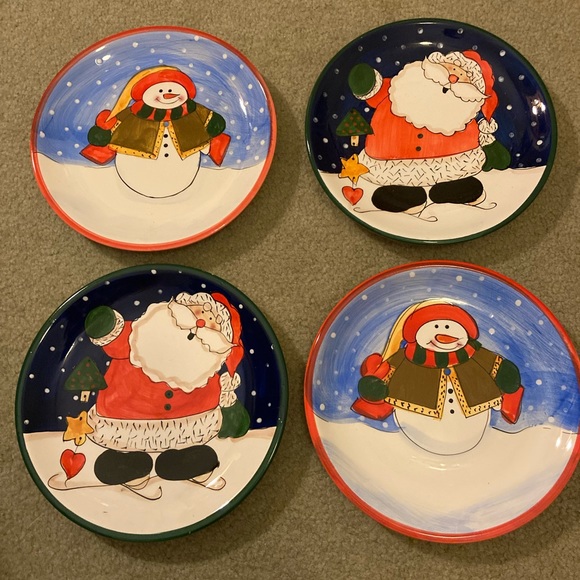 Royal Norfolk Other - Lot Of 4 Royal Norfolk Snowman And Santa Christmas Plates